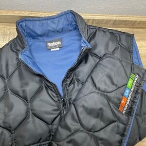 Teton‎ Gravity Research Quilted Insulated Zip Vest Mens L Black Vintage Made USA